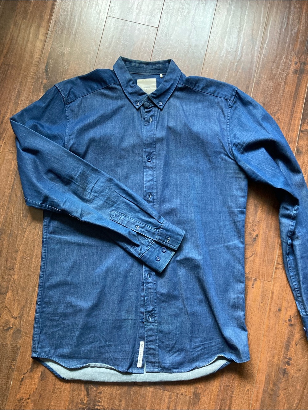 Minimum Dark Blue Denim Button-Down Shirt